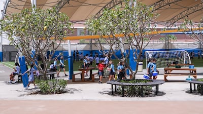Pupils on lunch break at British School Al Khubairat.