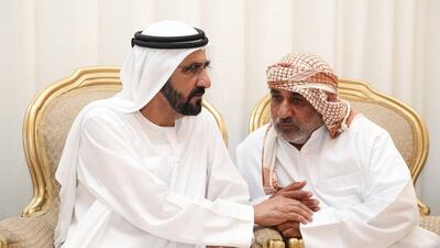 Sheikh Mohammed bin Rashid, Vice President and Ruler of Dubai, extends his sympathy in a visit to the family of a fallen soldier from Operation Restoring Hope, the Arab coalition supporting the people of Yemen and their legitimate government. Wam
