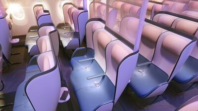 In the Pure Skies Zone, dividing screens will be placed between every other row, to create a separation between passengers. Courtesy PriestmanGoode