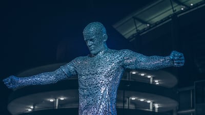 Manchester City unveil a statue of club legend Vincent Kompany at the Etihad Stadium. Courtesy Manchester City FC