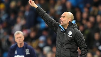 Pep Guardiola during the game. Getty