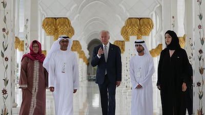 US Vice President Joe Biden visits the Sheikh Zayed Grand Mosque in Abu Dhabi. Kamran Jebreili / AP Photo