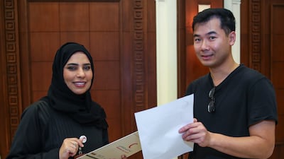Noof Ali Al Hosani, head of medical training unit, Emirates Red Crescent with Shun Yat Fok, 32, from Amana Healthcare
