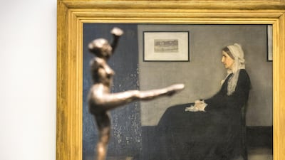 Arrangement in Grey and Black No.1, also known as Whistler's Mother (James McNeill Whistler, 1871) seen behind a sculpture by Edgar Degas. Christopher Pike / The National