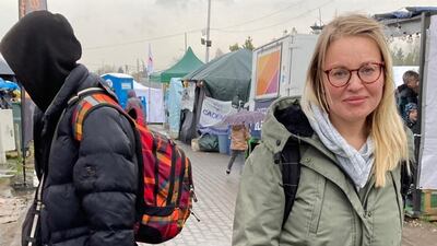 Elea Serebriakova returning to her husband in Dnipro. Photo: Thomas Harding/The National
