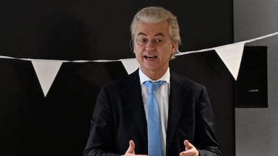 Geert Wilders led the Freedom Party to victory in the Dutch election but faces difficult talks to form a coalition. AFP