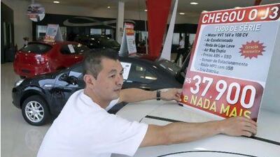 Cars made by the Chinese manufacturer JAC on display at a car dealership in Sao Paulo, Brazil. Chinese companies' direct investment in Brazil jumped to $17bn last year. Andre Penner / AP Photo
