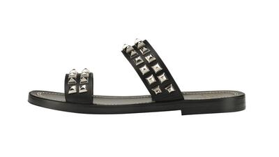 Christian Louboutin Cadena Beach Flat Calf Lisse Black Silver. Courtesy of Louboutin