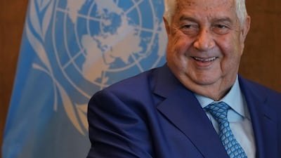 Syrian Foreign Minister Walid Al Muallem during a meeting with United Nations Secretary General Antonio Guterres on September 28. Don Emmert / AFP