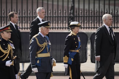 Princess Anne with King Charles III at the funeral of their mother Queen Elizabeth II last year. PA