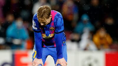 Barcelona's Frenkie de Jong reacts. Reuters