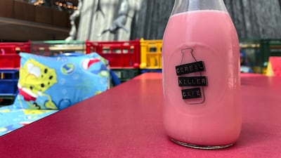 'Double Rainbow' is paired with strawberry-flavoured milk