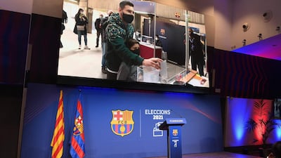 Barcelona's Argentinian forward Lionel Messi voting for Barcelona club presidential election. AFP