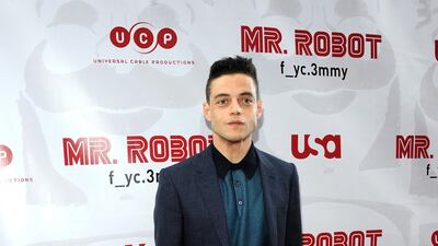 Rami Malek wears Burberry at a 'Mr. Robot' screening at New York's The Metrograph on June 8, 2017. WireImage
