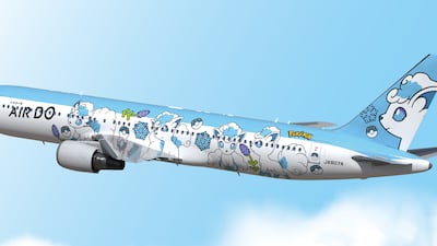 Japanese airline Air Do will fly this Pokemon-themed Boeing jet featuring the Alolan and Vulpix characters. Photo: Air Do