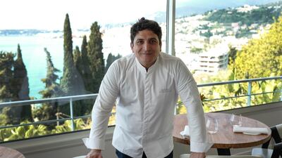 Argentinian-Italian chef Mauro Colagreco in his Mirazur restaurant in the French Riviera city of Menton. AFP