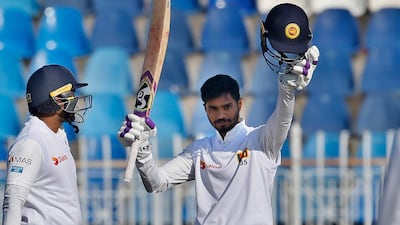 Sri Lanka's Dhananjaya de Silva, right, also scored a century in the in Rawalpindi Test on Sunday. AP