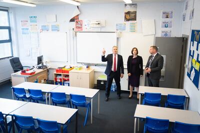 Labour leader Keir Starmer and Shadow Education Secretary Bridget Phillipson tour a school in London affected by the Raac crisis. PA