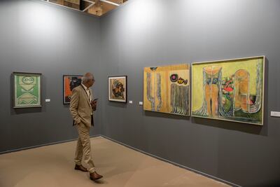 A visitor at the modern section of Art Dubai. Antonie Robertson / The National