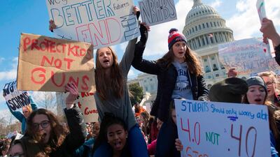 Students rally on Capitol Hill in Washington, DC, as part of a nationwide call for action against gun violence. AFP/JIM WATSON