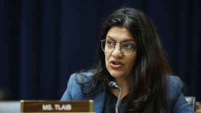 Rashida Tlaib, a congresswoman from Michigan, is banned. Getty Images / AFP