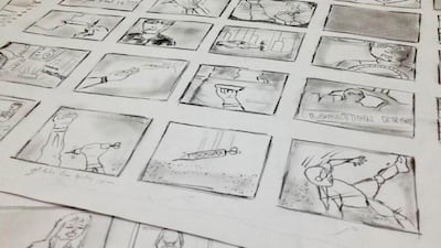 Storyboards from Alastair Newton Brown's Serenity Now, which is being produced locally by Attitude. Courtesy Dubai International Film Festival