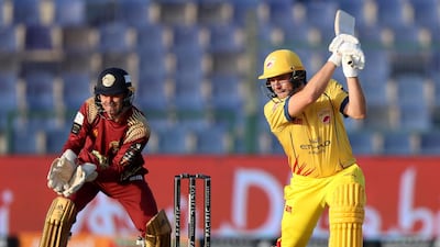 Team Abu Dhabi batsman Luke Wright during his team's victory over The Northern Warriors in the Abu Dhabi T10 at Zayed Cricket Stadium. Chris Whiteoak / The National
