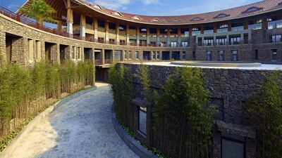 Adjoining the hotel is a 24,000-square-metre, 61-room spa housed in an impressive two-storey, circular Haika-style structure. Courtesy Mission Hills