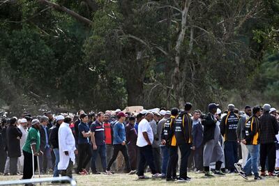 Mourners carry coffins of the Christchurch mosques massacre victims at Memorial Park Cemetery. AFP