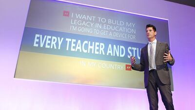 Anthony Salcito of Microsoft addresses the education forum in Dubai. Sarah Dea / The National