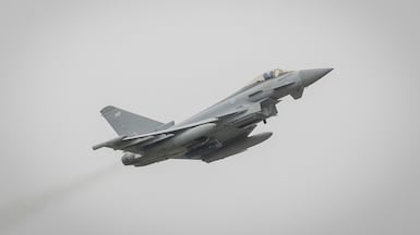 A British Royal Air Force Eurofighter Typhoon jet bound for Qatar. PA