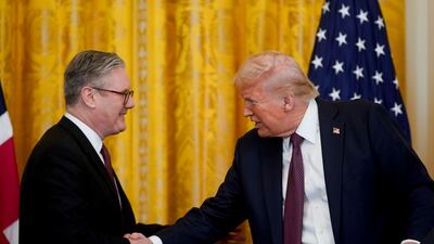British Prime Minister Keir Starmer and US President Donald Trump after their talks in Washington. Bloomberg