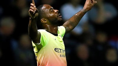 Raheem Sterling celebrates after scoring against Preston North End on Wednesday night in the League Cup. Reuters