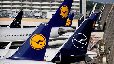 Lufthansa planes parked on the tarmac of Frankfurt Airport, Germany. Reuters