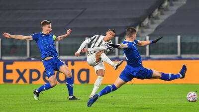 Juventus' Cristiano Ronaldo shoots on goal. Reuters