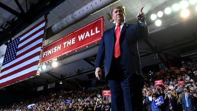 President Donald Trump arrives to speak at a rally in El Paso, Texas. AP Photo
