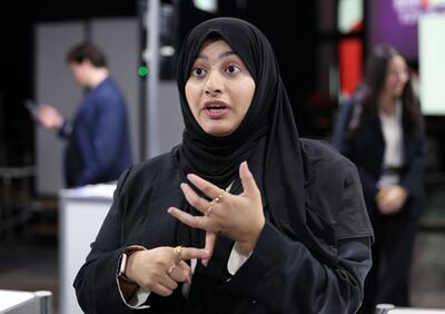 Wafa Al Ghallabi, co-founder and chief executive of Nutrigenics Care & Lawa, at Sushi Tech, a start-up exhibition in Tokyo. Chris Whiteoak / The National