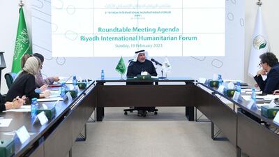 Dr Abdullah Al Rabeeah holds a briefing on Saudi aid work in Turkey and Syria. Photo: KSrelief