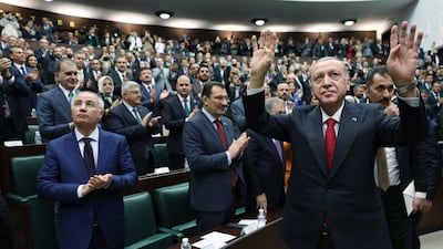 Turkish President Recep Tayyip Erdogan, right, also said Israel's bombardment of Gaza was among "the most treacherous attacks in human history". EPA