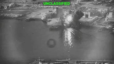 A US 'one-way' attack drone strikes a target in Bandar Abbas, on Iran's southern coast. Reuters