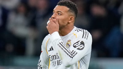 Real Madrid attacker Kylian Mbappe failed to add to his 16 La Liga goals. AP