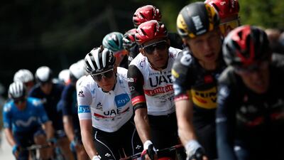 UAE Team Emirates rider Tadej Pogacar of Slovenia during stage three. Reuters