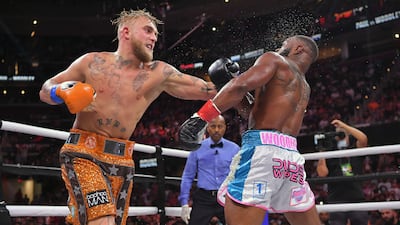 Jake Paul during his split decision win over Tyron Woodley in their cruiserweight bout in August. Getty Images