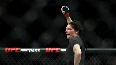 Lauren Murphy after defeating Andrea Lee in the women's flyweight match at UFC 247. AFP