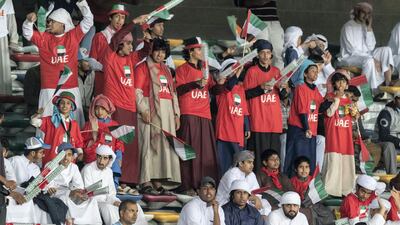 UAE fans cheer on their team ahead of kick-off.