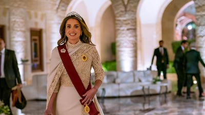 Queen Rania during the dinner banquet at the wedding of Crown Prince Hussein and Princess Rajwa. Photo: Office of Her Majesty Queen Rania Al Abdullah