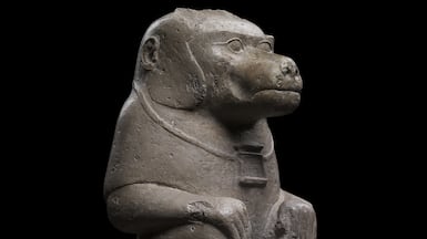 The limestone baboon will be presented by David Aaron at TEFAF Maastricht in March. Photo: David Aaron
