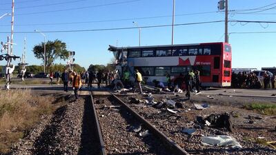 Witnesses said the bus ploughed directly into the side of the passing, four-car train. Terry Pedwell / The Canadian Press / AP Photo