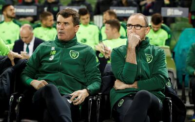 Roy Keane with former Ireland manager Martin O'Neill. Action Images via Reuters