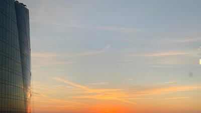 Sunrise on a foggy morning in Abu Dhabi. Picture taken from Etihad Towers. Image: The National